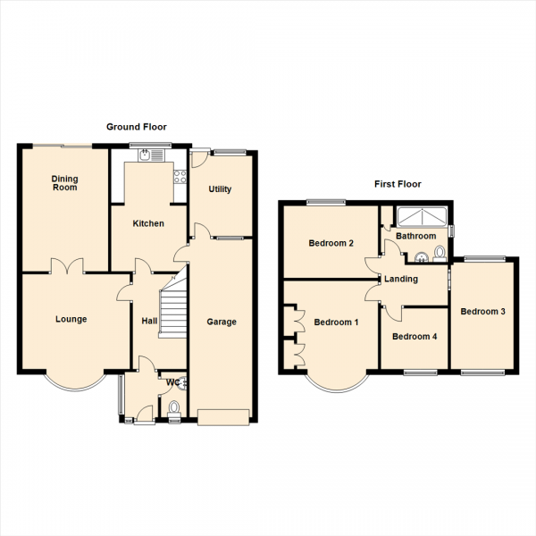 Floor Plan Image for 4 Bedroom Semi-Detached House for Sale in Birchwood Avenue, North Gosforth, Newcastle Upon Tyne