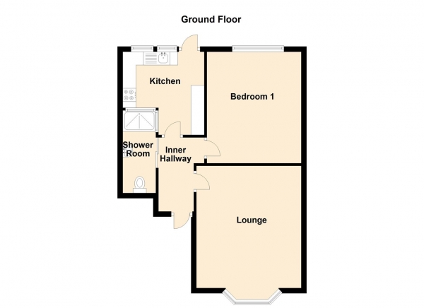 Floor Plan Image for 1 Bedroom Ground Flat to Rent in Lodore Road, Newcastle upon Tyne