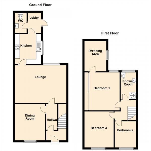 Floor Plan Image for 3 Bedroom Terraced House for Sale in East View, Wideopen, Newcastle Upon Tyne