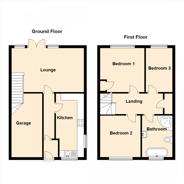 Floor Plan Image for 3 Bedroom Semi-Detached House for Sale in Knowsley Court, Newcastle Upon Tyne