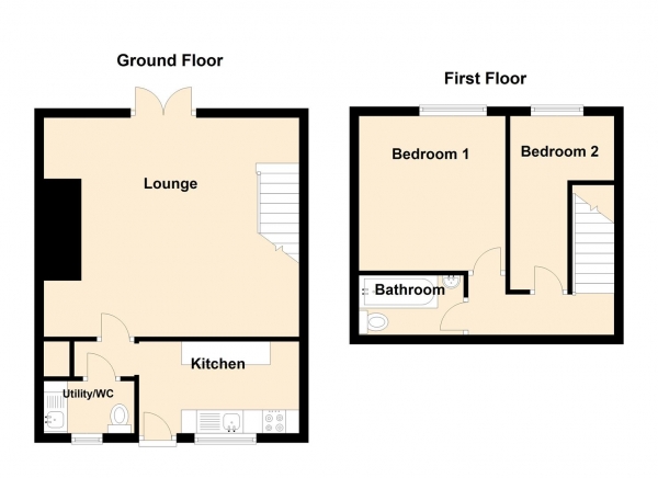 Floor Plan Image for 2 Bedroom Terraced House to Rent in Blagdon Terrace, Seaton Burn, Newcastle Upon Tyne