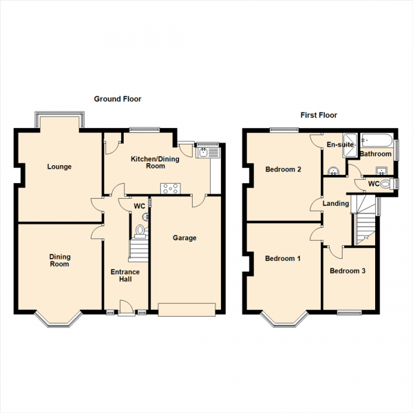 Floor Plan Image for 3 Bedroom Property for Sale in Clovelly Avenue, Elswick, Newcastle Upon Tyne