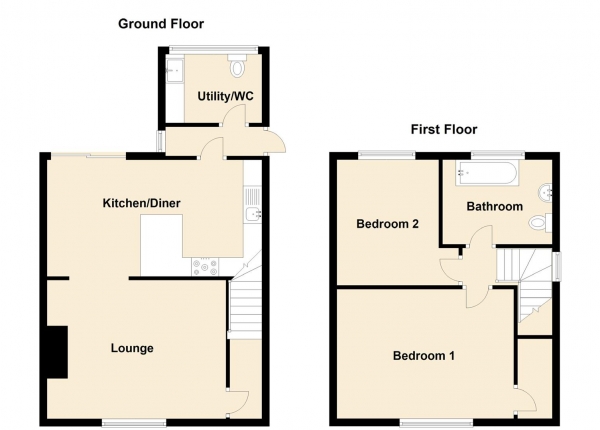 Floor Plan Image for 2 Bedroom Semi-Detached House to Rent in Welford Avenue, Coxlodge, Newcastle Upon Tyne