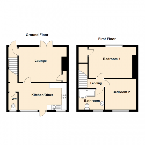 Floor Plan Image for 2 Bedroom Terraced House to Rent in Ivy Street, Seaton Burn, Newcastle Upon Tyne