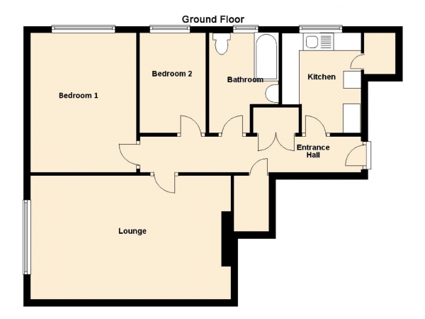 Floor Plan Image for 2 Bedroom Flat for Sale in Whalton Court, Fawdon, Newcastle upon Tyne