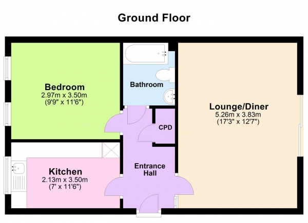 Floor Plan for 1 Bedroom Retirement Property for Sale in Tilehurst Road, Reading, RG1, 7RA -  &pound80,000