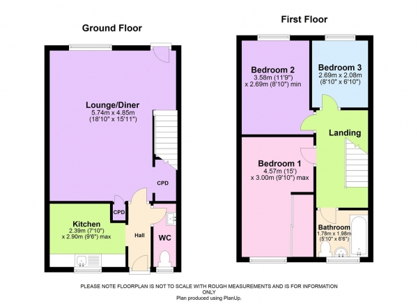 Floor Plan Image for 3 Bedroom Terraced House for Sale in Carron Close, Tilehurst, Reading