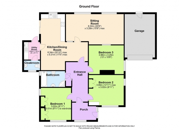 Floor Plan Image for 3 Bedroom Detached Bungalow for Sale in Orchard Close, Tilehurst, Reading