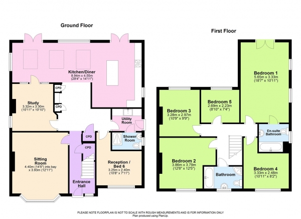 Floor Plan Image for 6 Bedroom Detached House for Sale in Chapel Hill, Tilehurst, Reading