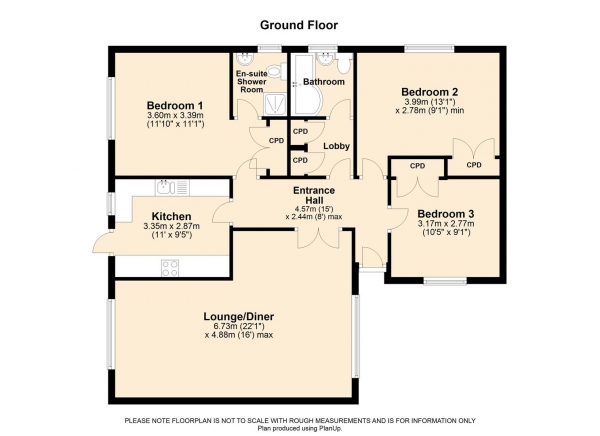 Floor Plan Image for 3 Bedroom Detached Bungalow for Sale in Fern Close, Calcot, Reading