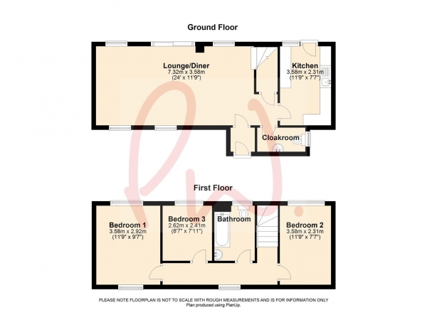 Floor Plan Image for 3 Bedroom End of Terrace House for Sale in Sweet Briar Drive, Calcot, Reading