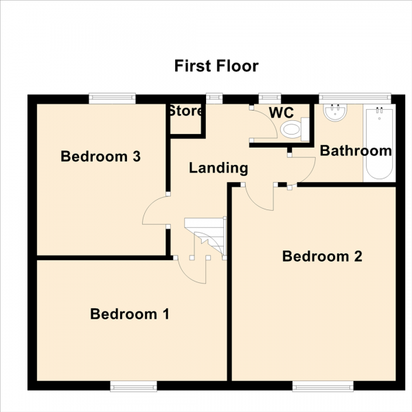 Floor Plan Image for 3 Bedroom Semi-Detached House for Sale in Elmsford Grove, Newcastle Upon Tyne