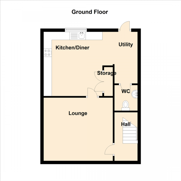 Floor Plan Image for 3 Bedroom Semi-Detached House for Sale in Quarry Close, Killingworth Village, Newcastle Upon Tyne