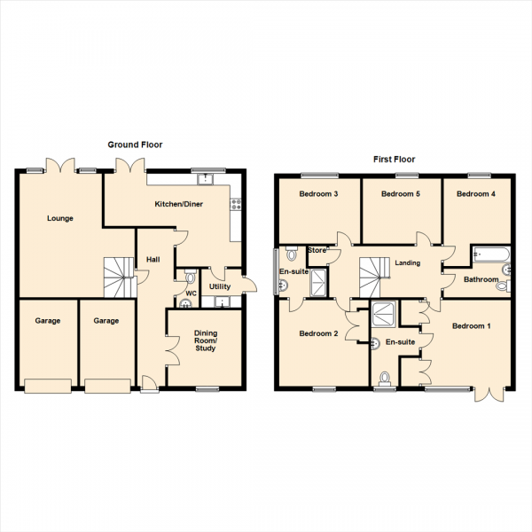 Floor Plan Image for 5 Bedroom Detached House for Sale in Cornmill Crescent, Holystone, Newcastle Upon Tyne