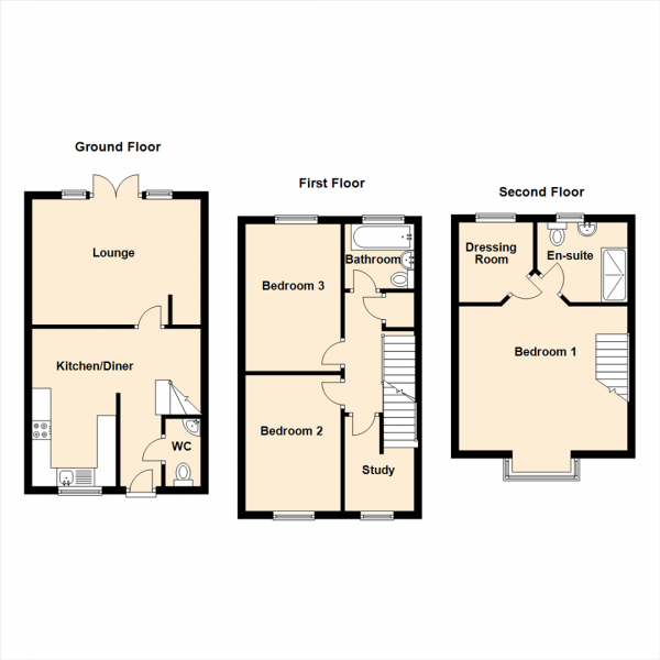 Floor Plan Image for 3 Bedroom Semi-Detached House for Sale in Lane Walk, Killingworth