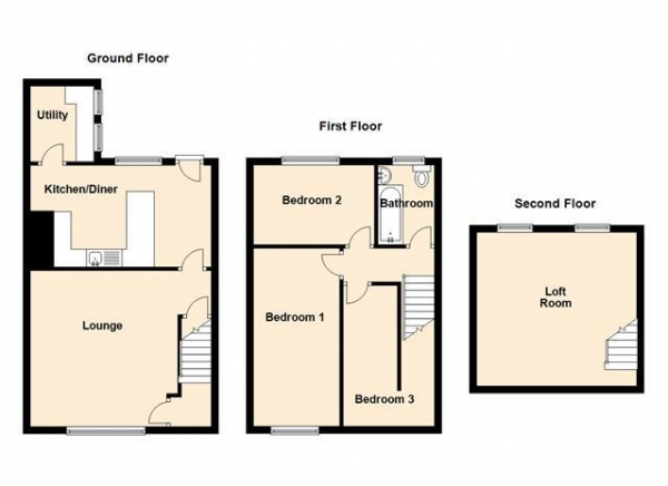 Floor Plan Image for 3 Bedroom End of Terrace House for Sale in Ethel Street, Dudley, Cramlington