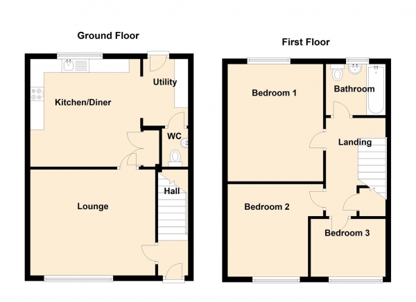 Floor Plan Image for 3 Bedroom Terraced House for Sale in Quarry Close, Killingworth Village, Newcastle Upon Tyne
