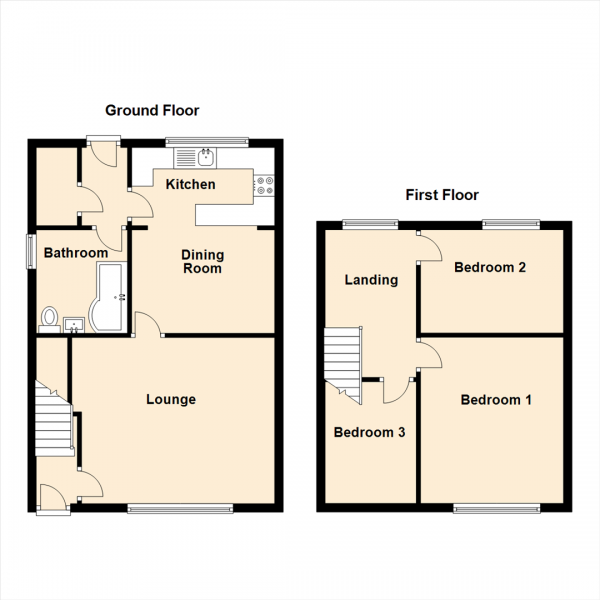 Floor Plan Image for 3 Bedroom Semi-Detached House for Sale in Glebe Crescent, Forest Hall, Newcastle Upon Tyne