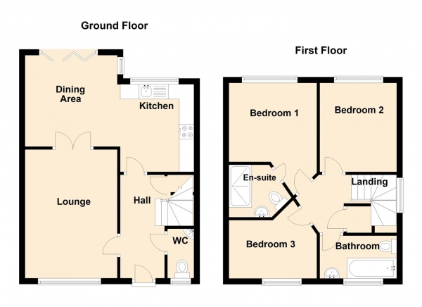 Floor Plan for 3 Bedroom Detached House for Sale in Military Close, Killingworth Village, Newcastle Upon Tyne, NE12, 6DN -  &pound239,995