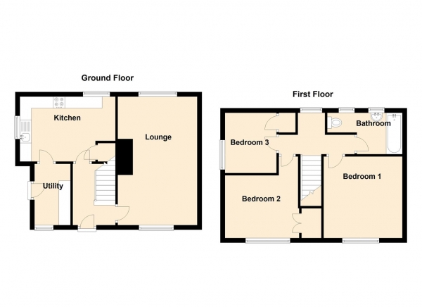 Floor Plan Image for 3 Bedroom End of Terrace House for Sale in Knowle Place, Longbenton