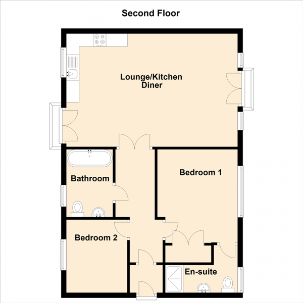 Floor Plan Image for 2 Bedroom Property for Sale in Charnwood Avenue, Longbenton