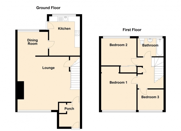 Floor Plan Image for 3 Bedroom End of Terrace House for Sale in Woodside Crescent, Forest Hall, Newcastle Upon Tyne