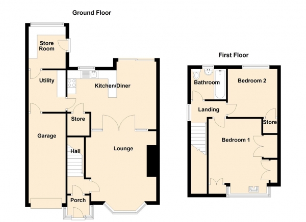 Floor Plan Image for 2 Bedroom Semi-Detached House for Sale in Meadway, Forest Hall, Newcastle Upon Tyne