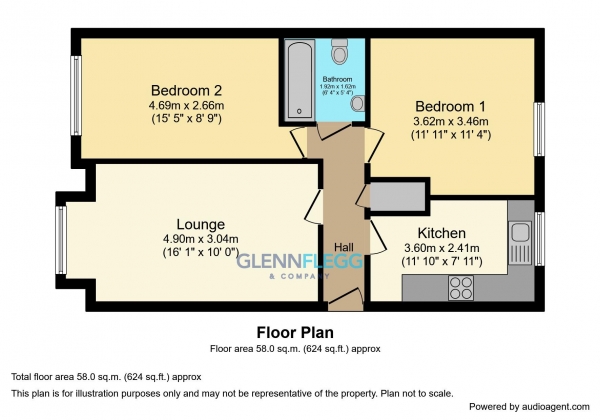 Floor Plan Image for 2 Bedroom Apartment to Rent in Waters Reach, Maidenhead