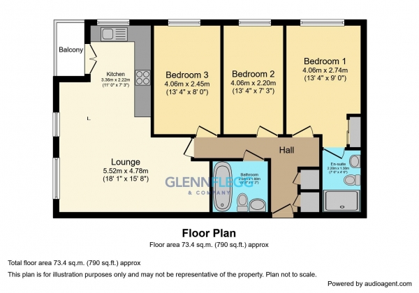 Floor Plan Image for 3 Bedroom Apartment to Rent in ***LET AGREED***Ibex House, Burlington Road***LET AGREED***