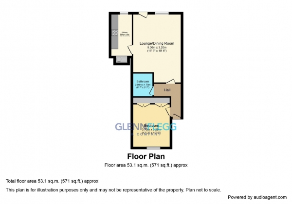 Floor Plan Image for 1 Bedroom Flat for Sale in Trelawney Avenue, Langley