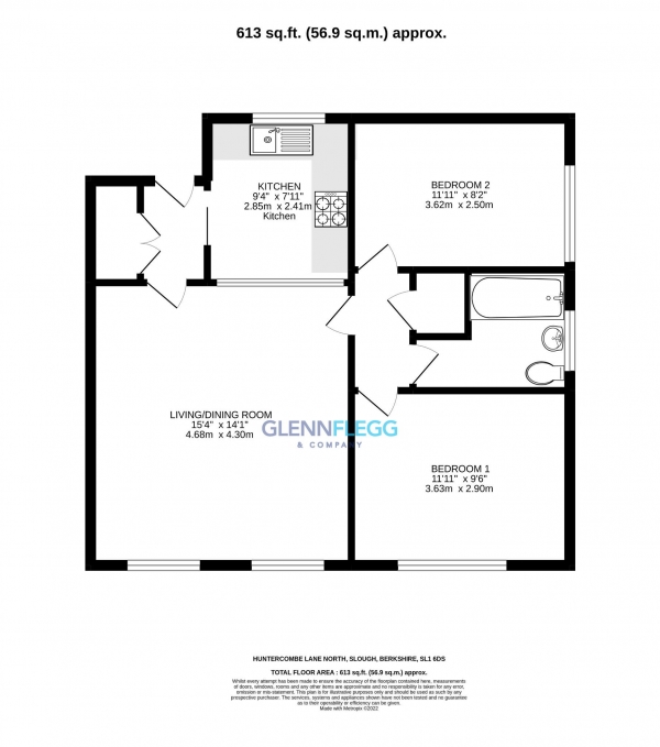 Floor Plan Image for 2 Bedroom Apartment for Sale in Hunter Court, Huntercombe Lane North, Burnham