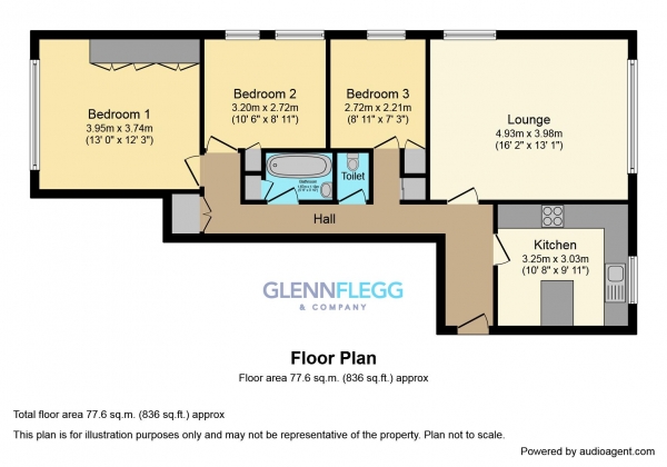 Floor Plan Image for 3 Bedroom Ground Flat for Sale in ***No Onward Chain*** POPLAR HOUSE, High Street, Langley