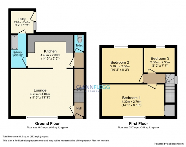 Floor Plan Image for 3 Bedroom Property for Sale in Granville Avenue, Slough