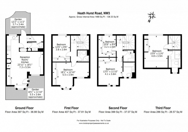 Floor Plan Image for 4 Bedroom Terraced House for Sale in Heath Hurst Road,  London, NW3