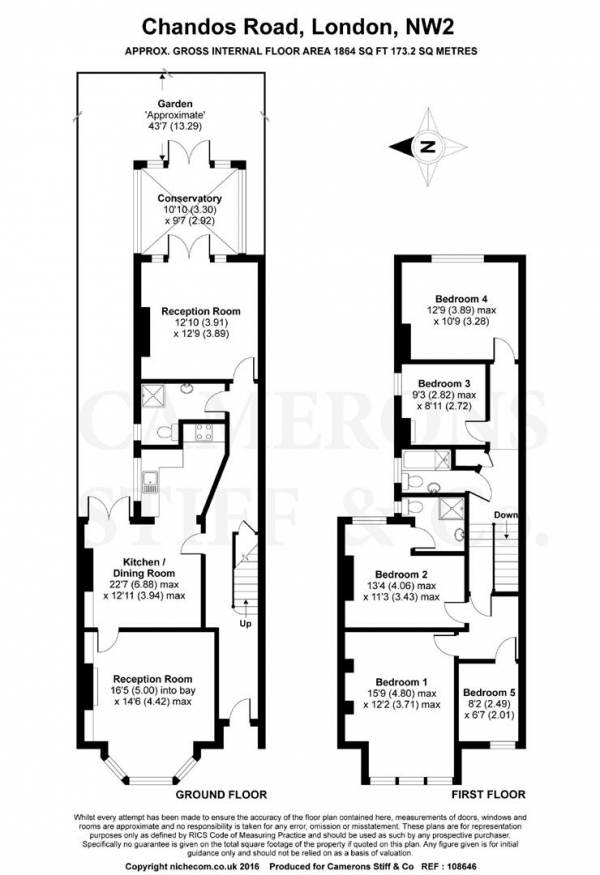 Floor Plan Image for 5 Bedroom Terraced House for Sale in Chandos Road, Willesden Green