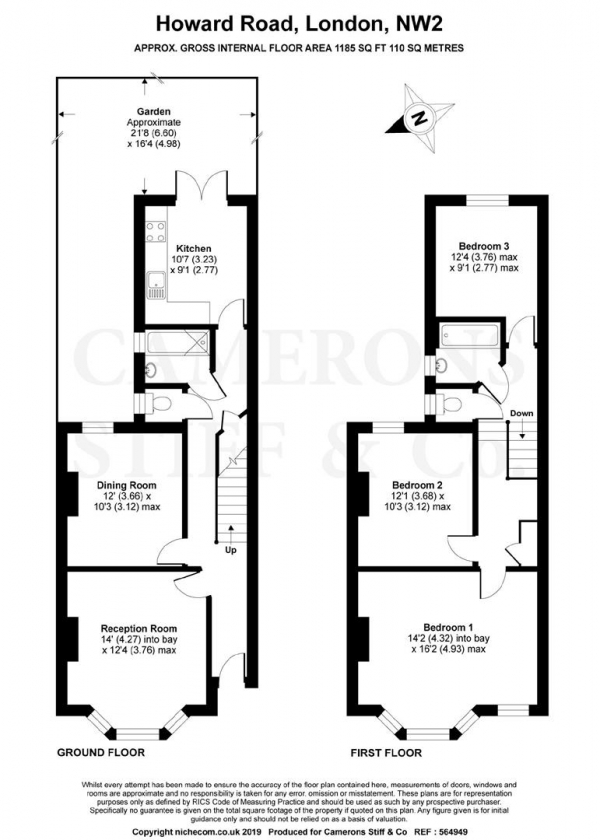 Floor Plan Image for 3 Bedroom Property for Sale in Howard Road, London