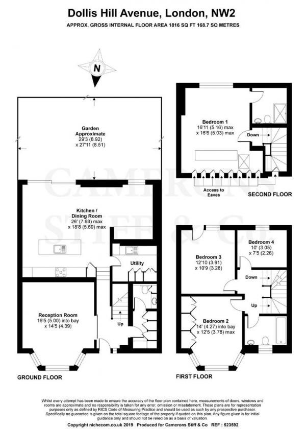 Floor Plan Image for 4 Bedroom Semi-Detached House for Sale in Dollis Hill Avenue, Dollis Hill