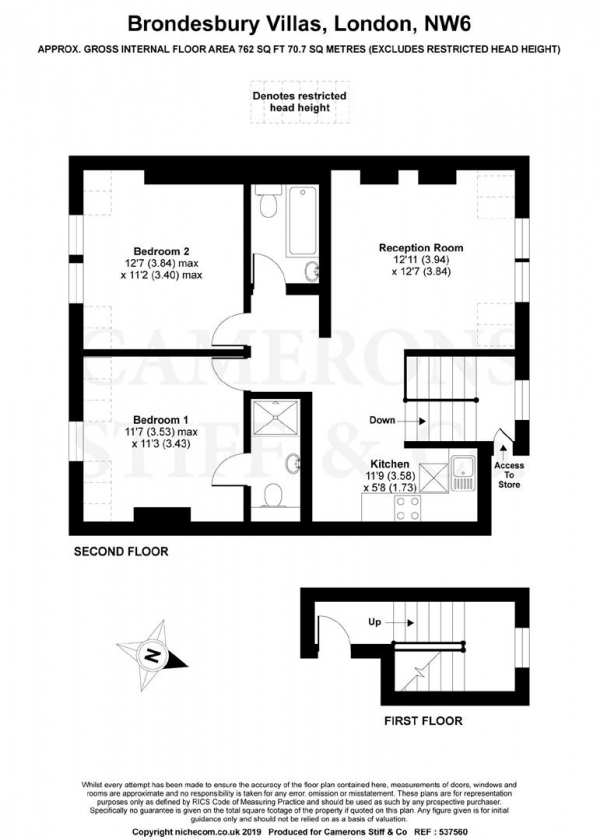 Floor Plan Image for 2 Bedroom Flat for Sale in Brondesbury Villas, London