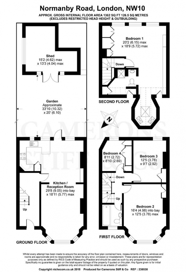 Floor Plan Image for 4 Bedroom Terraced House for Sale in Normanby Road, Dollis Hill