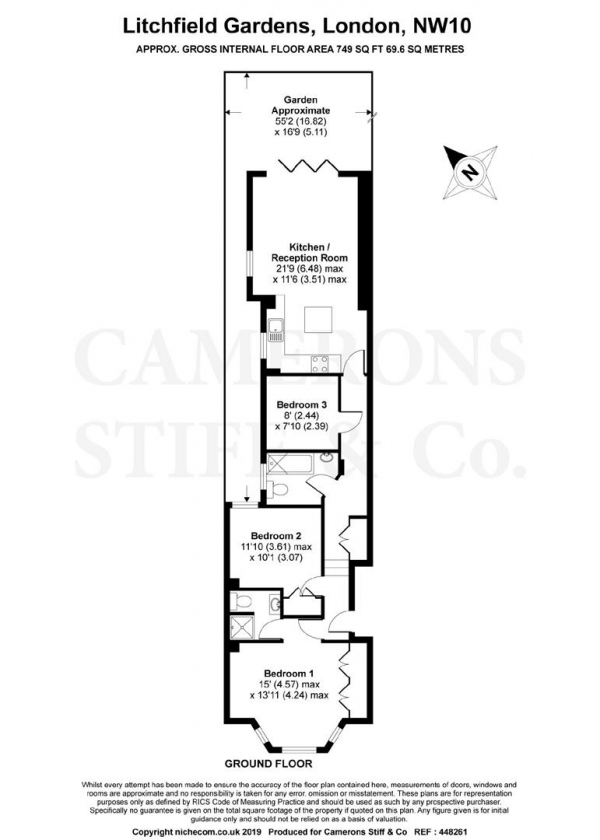 Floor Plan Image for 3 Bedroom Apartment for Sale in Litchfield Gardens, Willesden