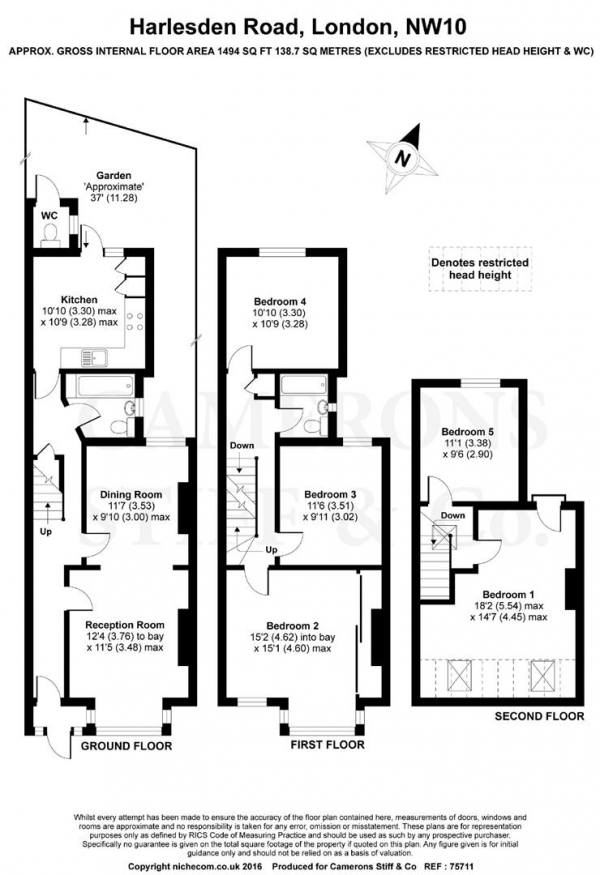 Floor Plan Image for 5 Bedroom Terraced House for Sale in Harlesden Road, Harlesden