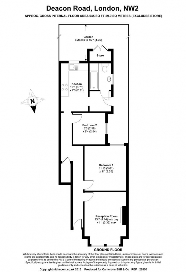 Floor Plan Image for 2 Bedroom Apartment for Sale in Deacon Road, Dollis Hill