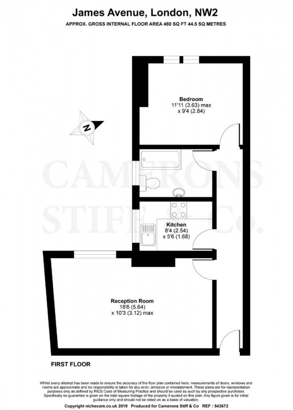 Floor Plan Image for 1 Bedroom Flat for Sale in James Avenue, London