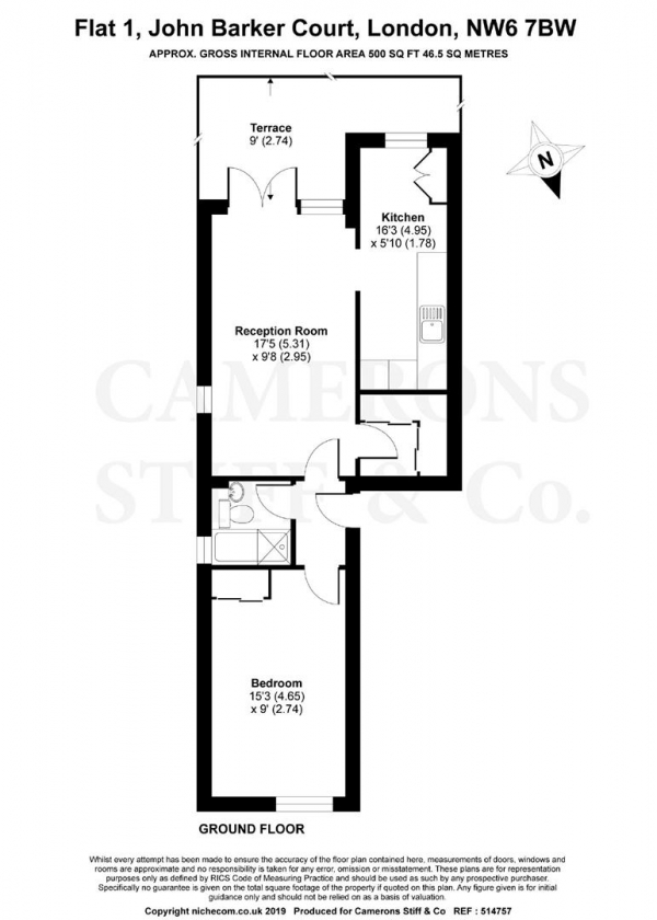 Floor Plan Image for 1 Bedroom Flat for Sale in Brondesbury Park, London