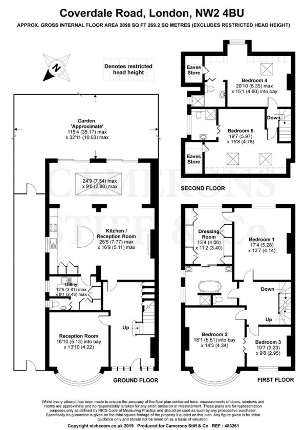 Floor Plan for 5 Bedroom Property for Sale in Coverdale Road, London, NW2, 4BU -  &pound2,500,000