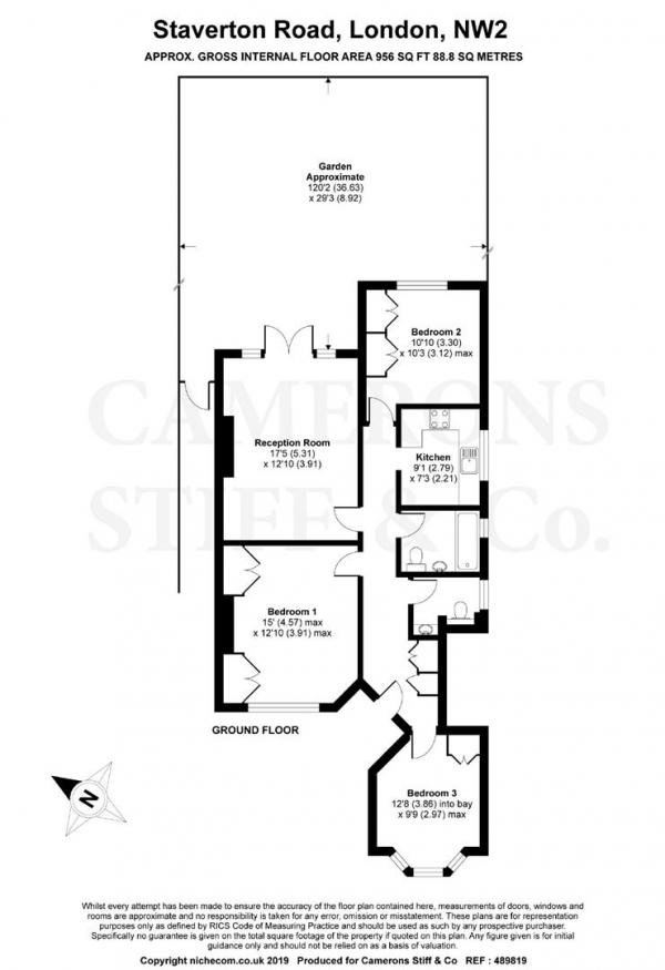 Floor Plan Image for 3 Bedroom Apartment for Sale in Staverton Road, Brondesbury