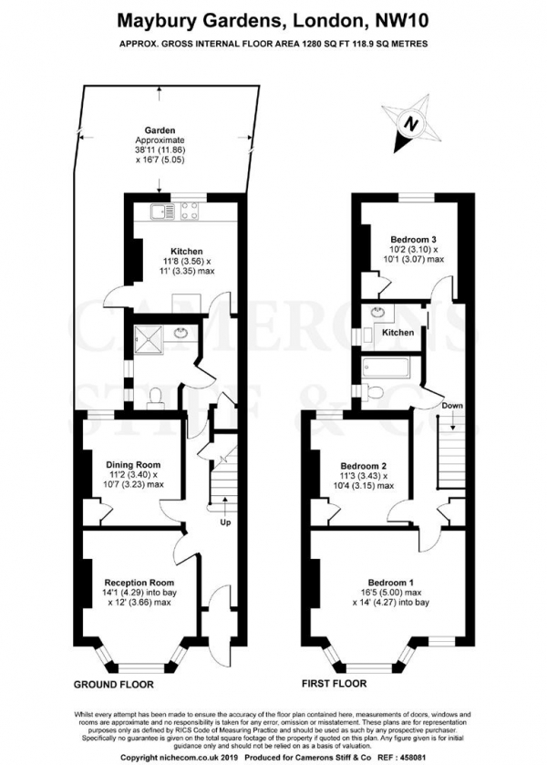 Floor Plan Image for 3 Bedroom Property for Sale in Maybury Gardens, Willesden