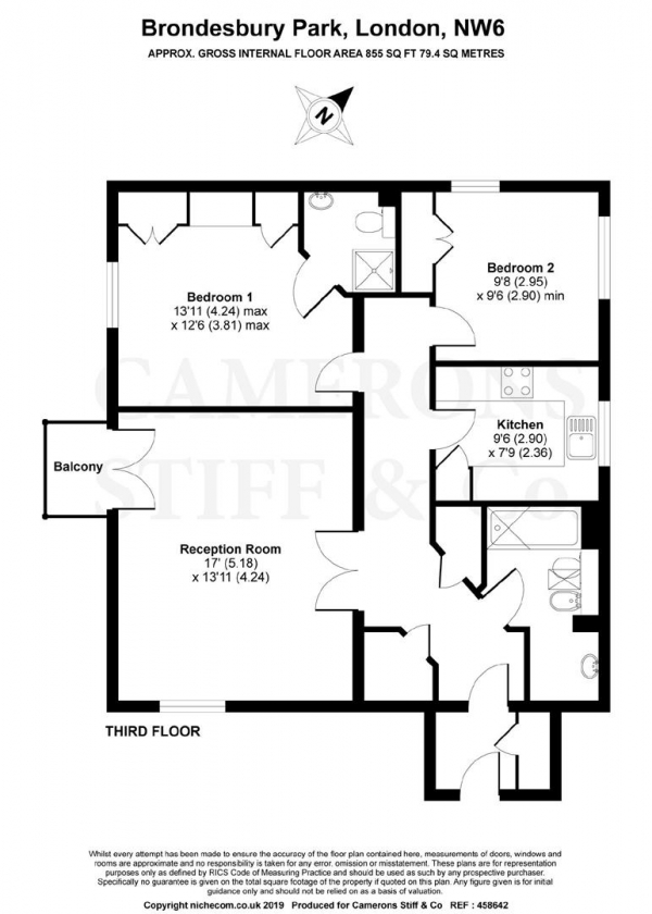 Floor Plan Image for 2 Bedroom Flat for Sale in Brondesbury Park, Brondesbury Park