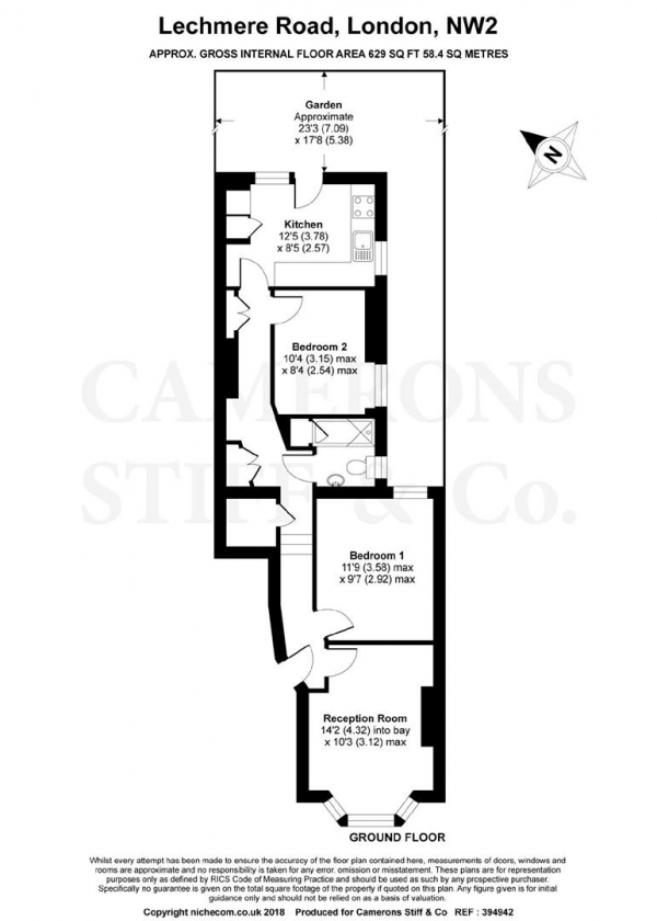 Floor Plan Image for 2 Bedroom Flat for Sale in Lechmere Road, Willesden Green