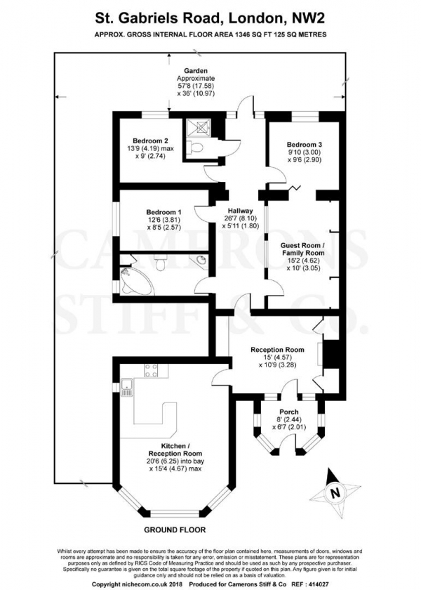 Floor Plan Image for 3 Bedroom Apartment for Sale in St Gabriels Road,Mapesbury Conservation, Willesden Green